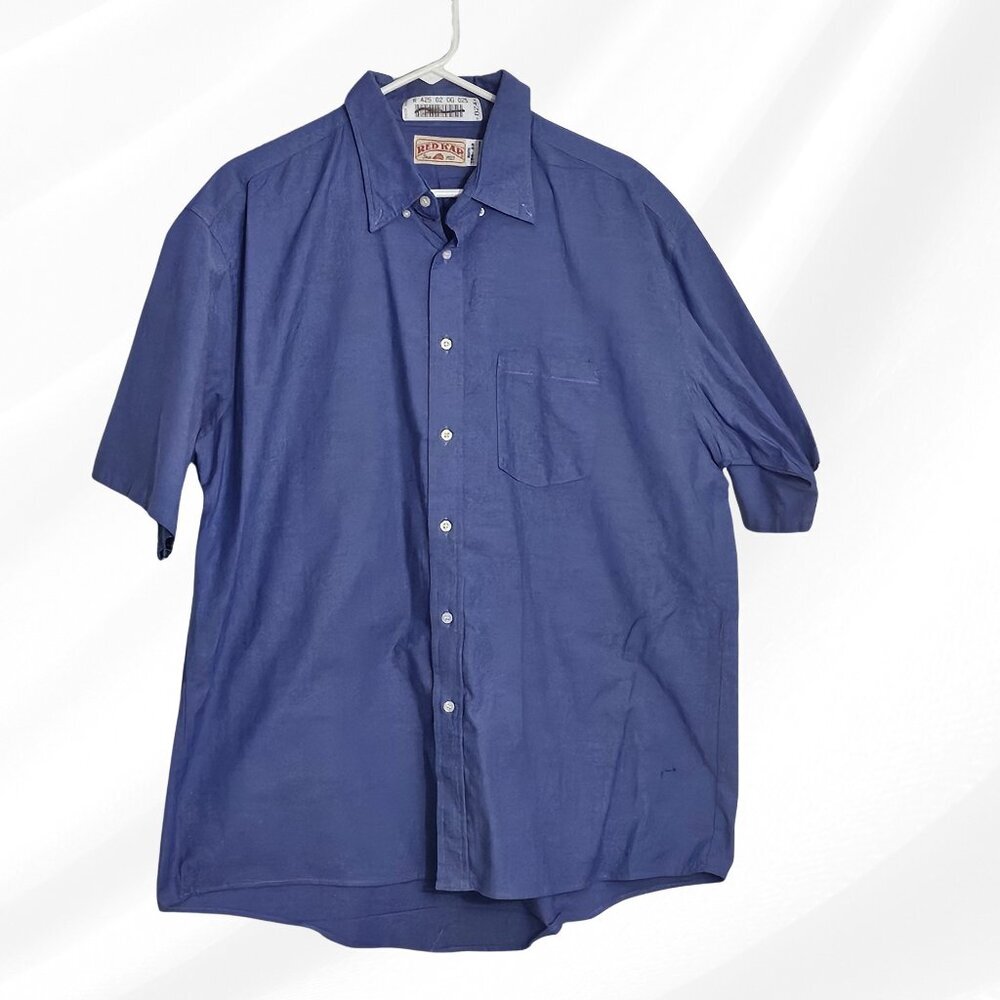 2/$20 Red Kap Blue Short Sleeve Button Front Shirt 2XL 18.5 Neck